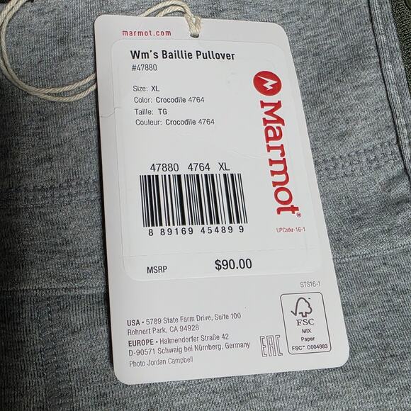 Marmot Baillie Turtleneck Top Womens XL Heather Gray Asymmetrical Snap Neck NEW - Picture 15 of 16